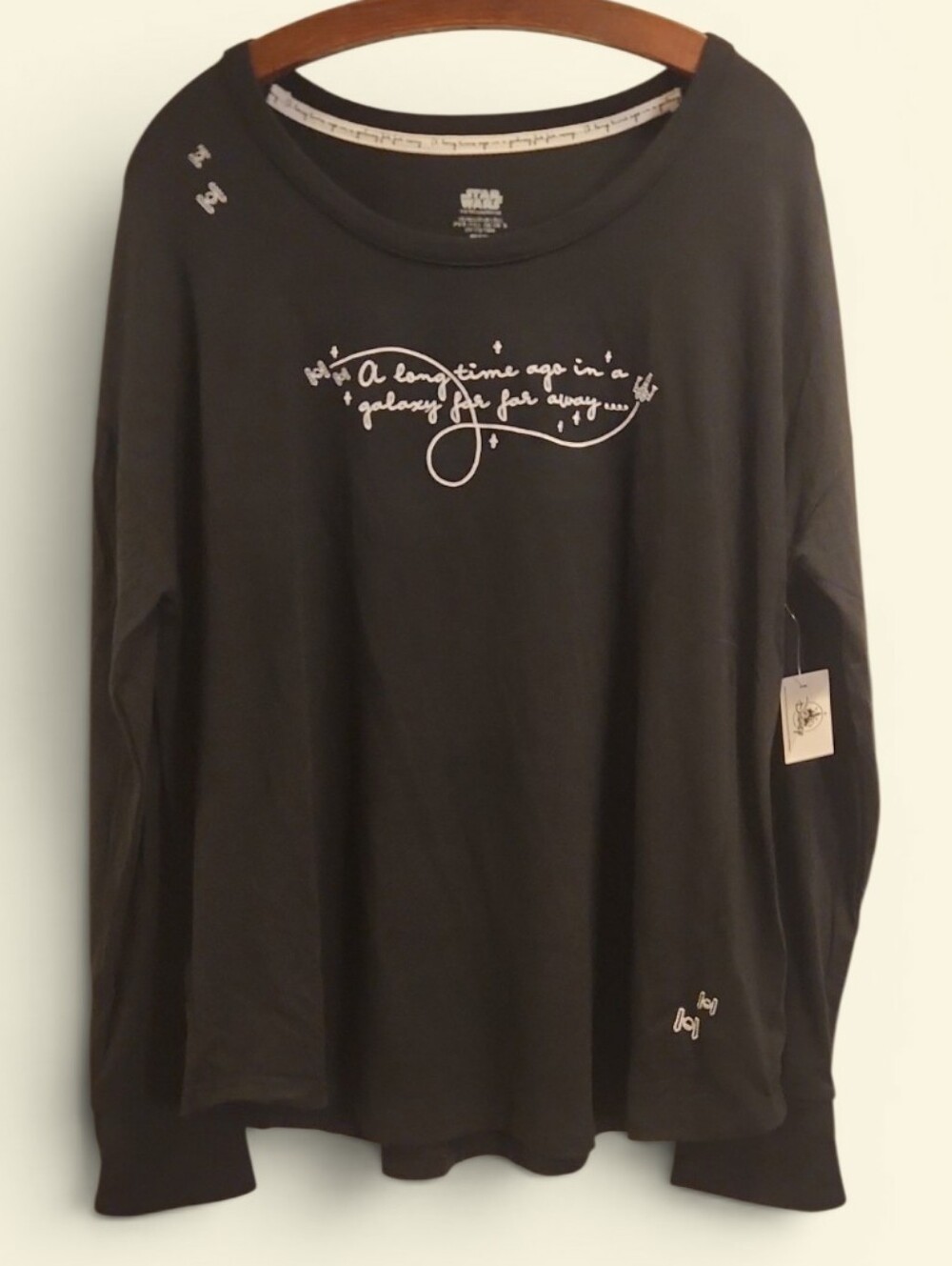 Disney Parks Star Wars Long Sleeve Tee NWT TIE Fighter Script Top L
